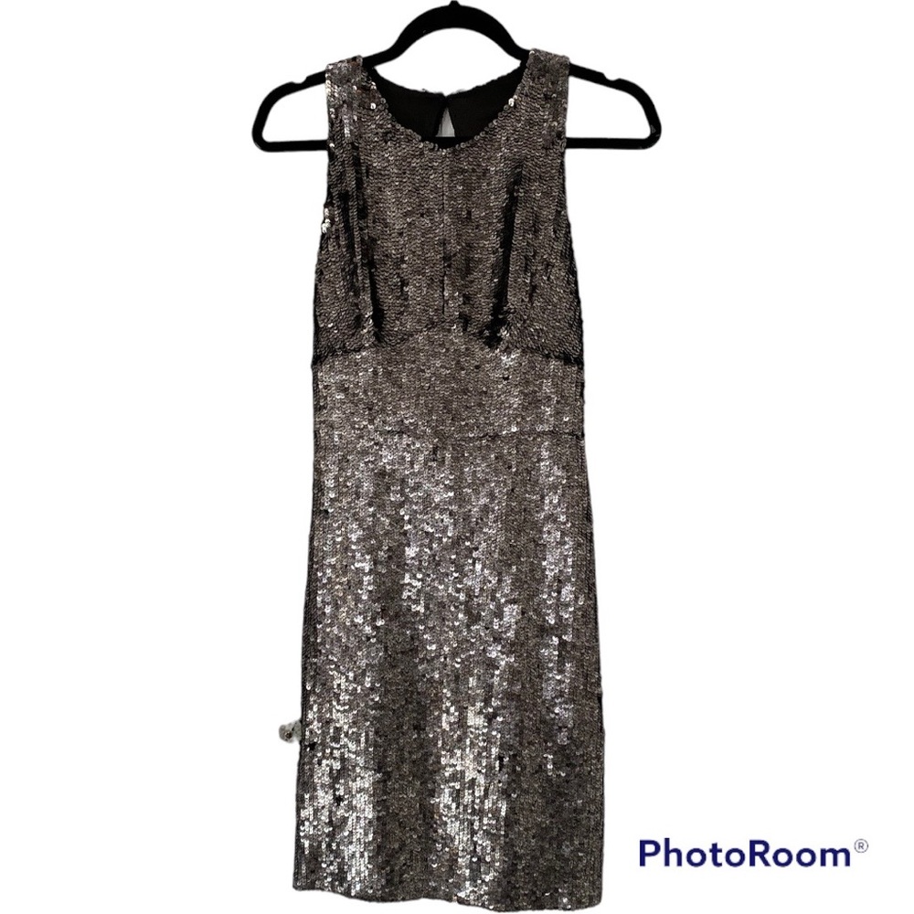 NWT Original MILLY of New York Gunmetal Metallic Sequin Dress 4
